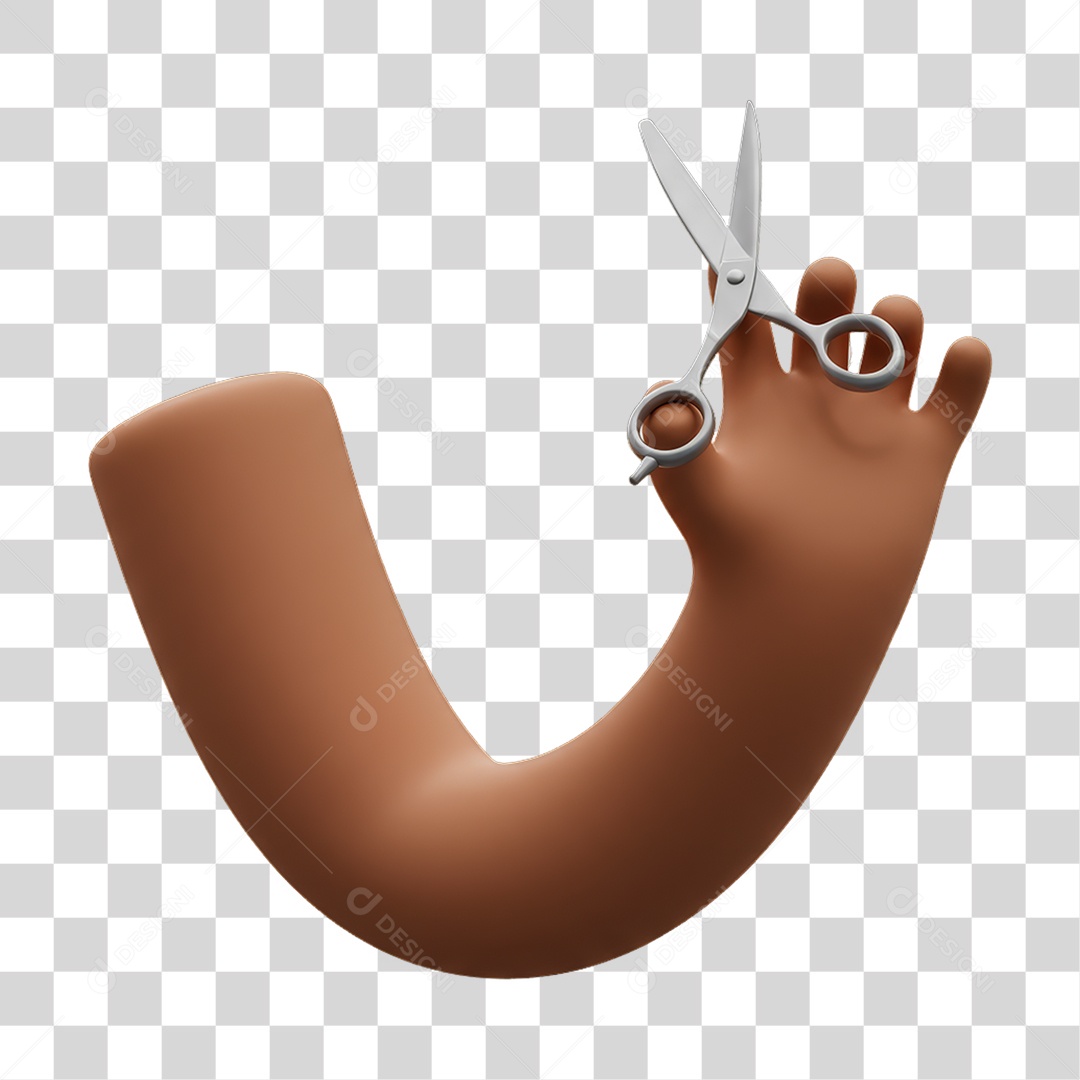 Elemento 3D Mão Segurando uma Tesoura PNG Transparente