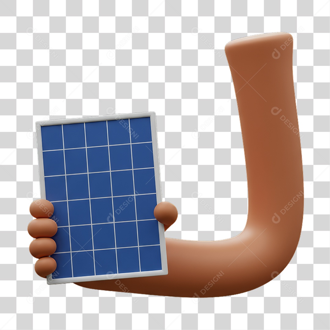 Elemento 3D Mão Segurando Placa Solar PNG Transparente