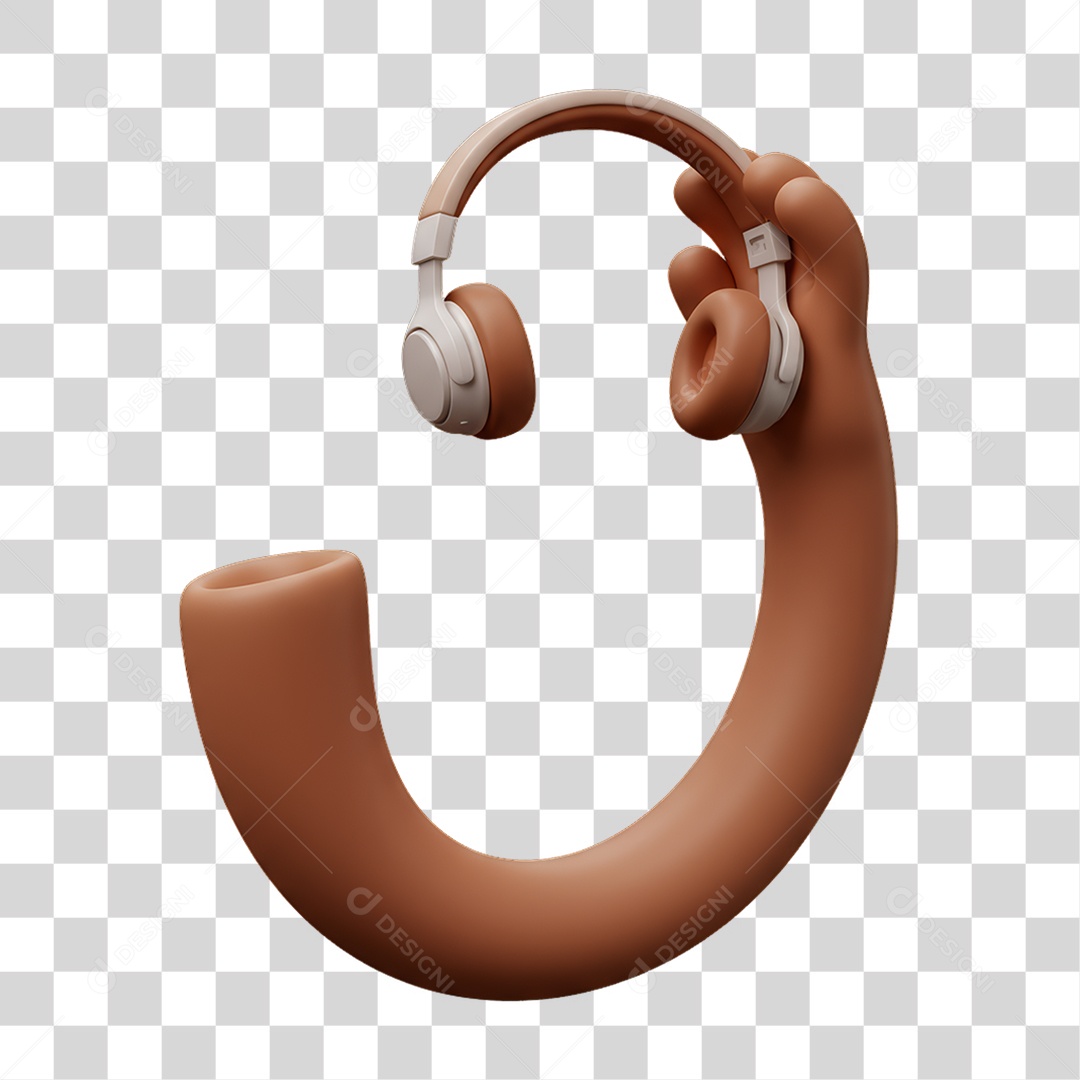 Elemento 3D Mão Segurando Fone de Ouvido PNG Transparente