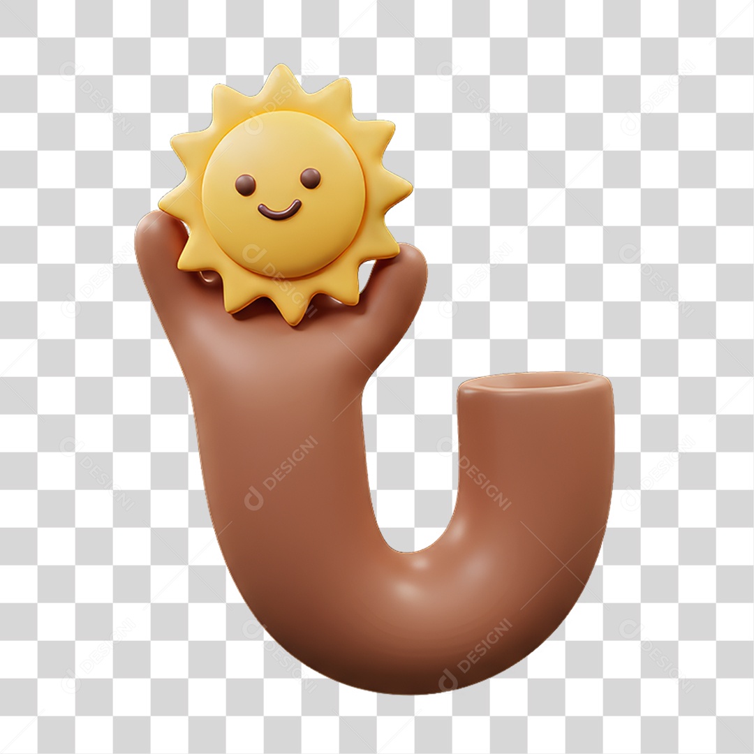 Elemento 3D Mão Segurando Sol PNG Transparente