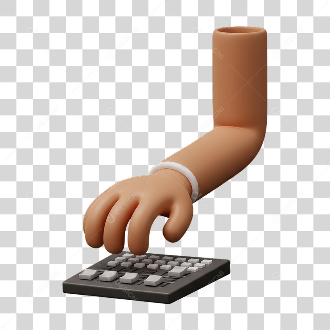 Elemento 3D Mão com Calculadora PNG Transparente