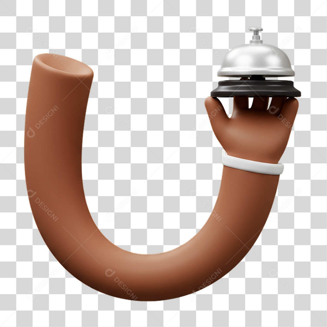 Elemento 3D Mão Segurando Campainha PNG Transparente
