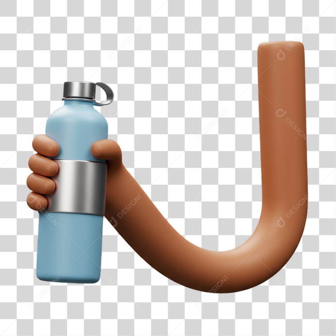 Elemento 3D Mão Segurando uma Garrafa PNG Transparente