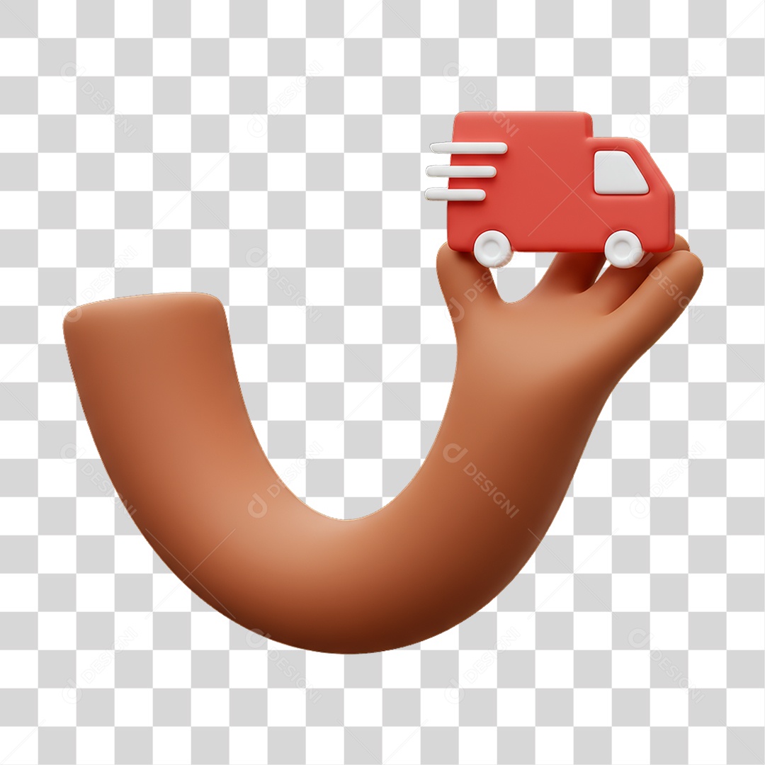 Elemento 3D Mão Segurando Caminhão de Entrega PNG Transparente