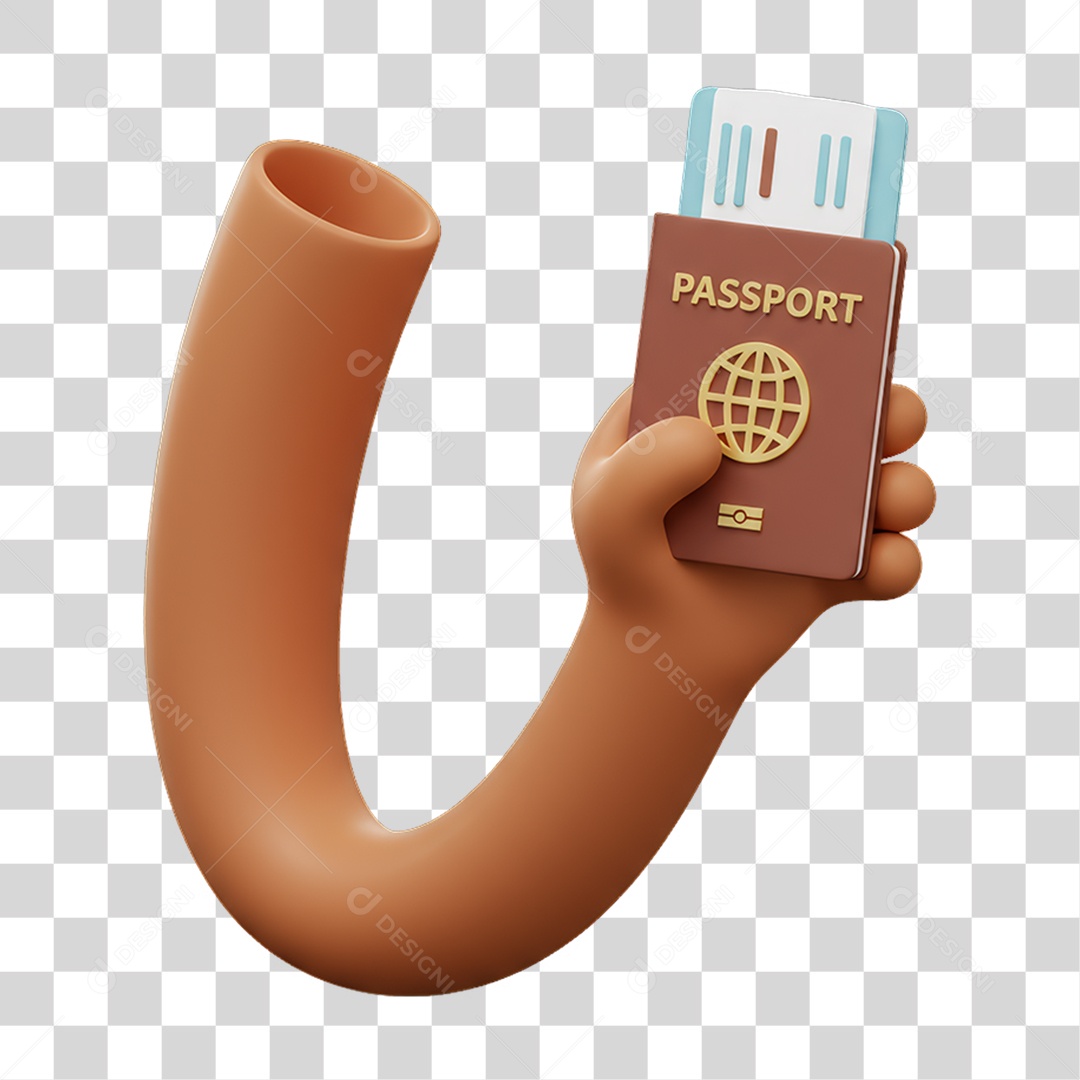 Elemento 3D Mão Segurando um Passaporte PNG Transparente