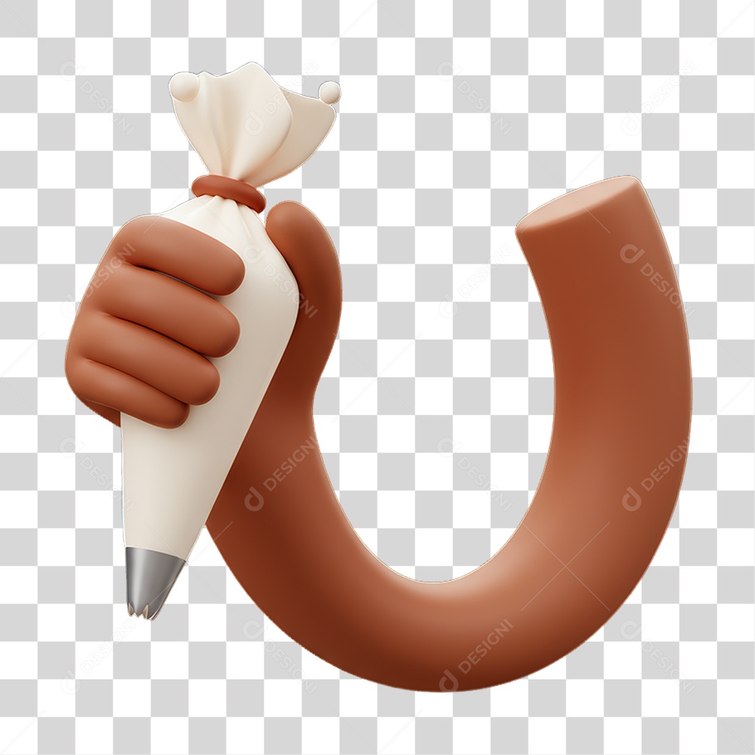 Elemento 3D Mão Segurando Bico de Massas PNG Transparente