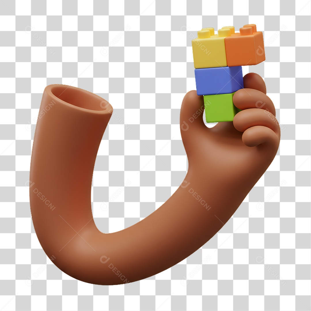 Elemento 3D Mão Segurando Brinquedos de Montagem PNG Transparente