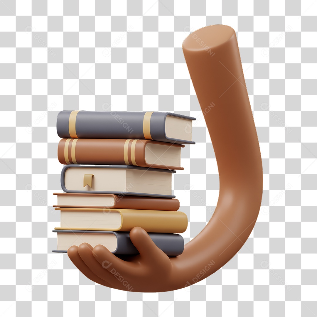 Elemento 3D Mão Segurando Livros PNG Transparente