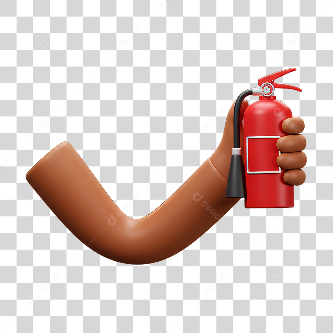 Elemento 3D Mão Segurando um Extintor PNG Transparente