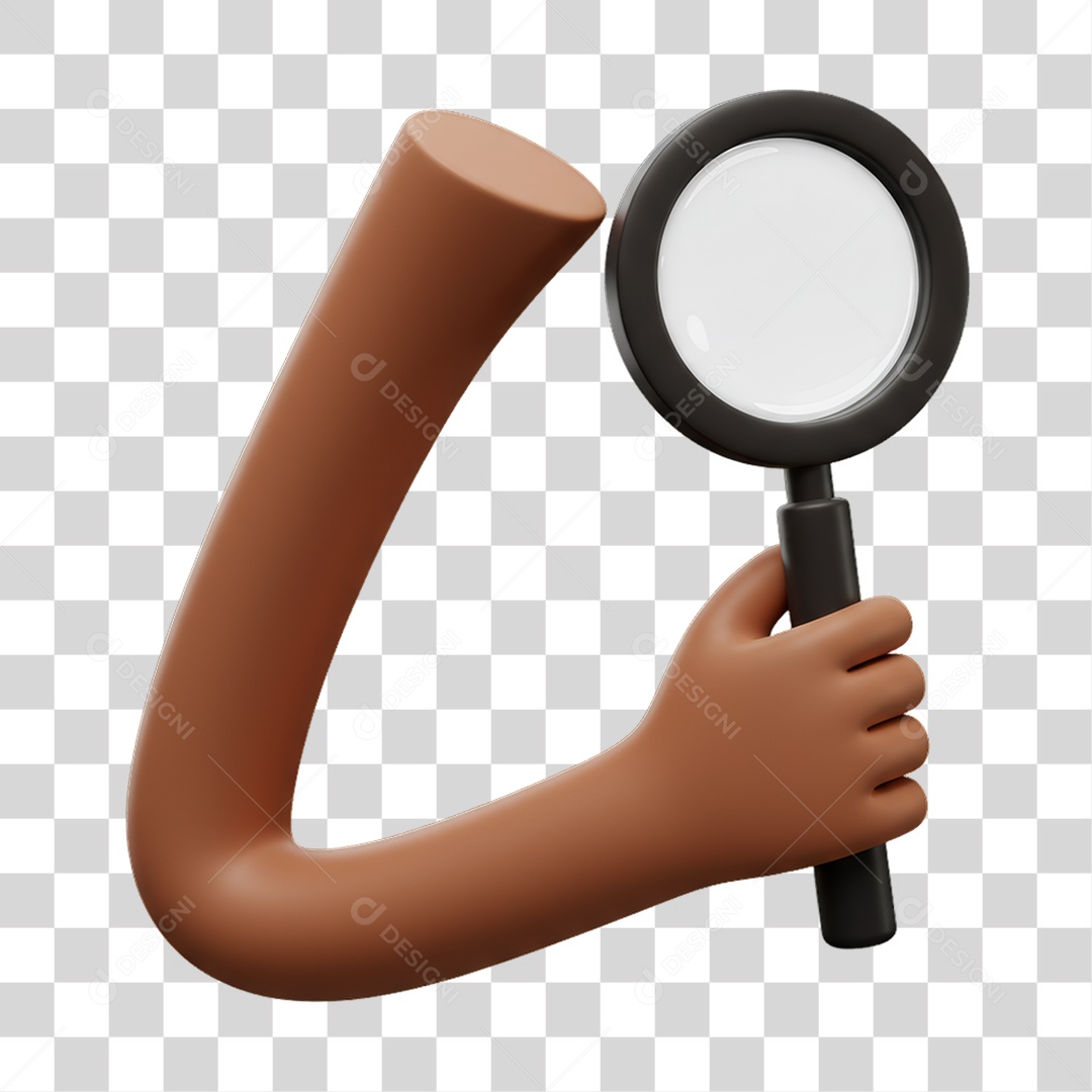 Elemento 3D Mão Segurando uma Lupa PNG Transparente