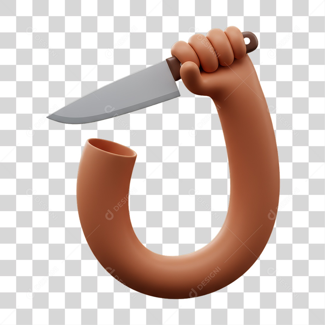 Elemento 3D Mão Segurando uma Faca PNG Transparente