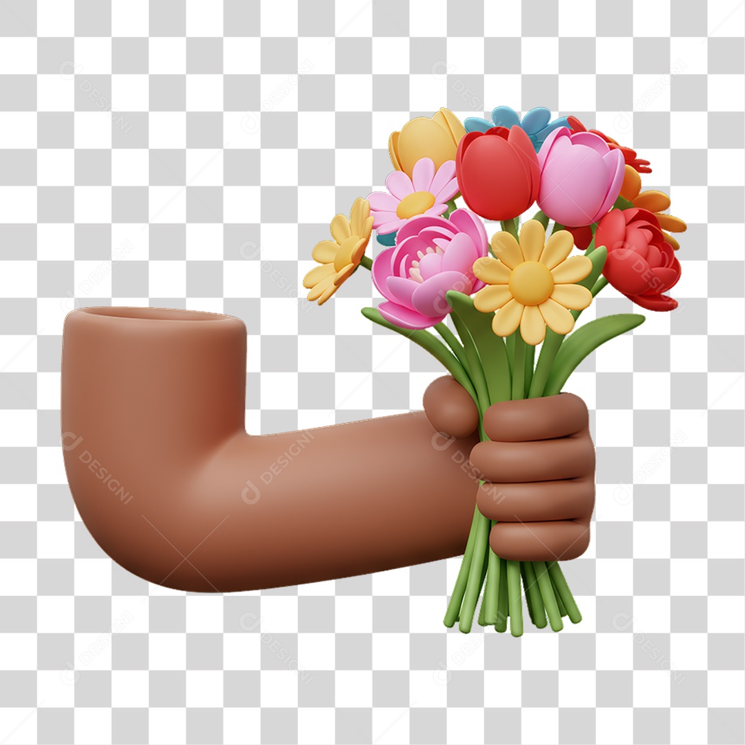 Mão Segurando Flores PNG Transparente