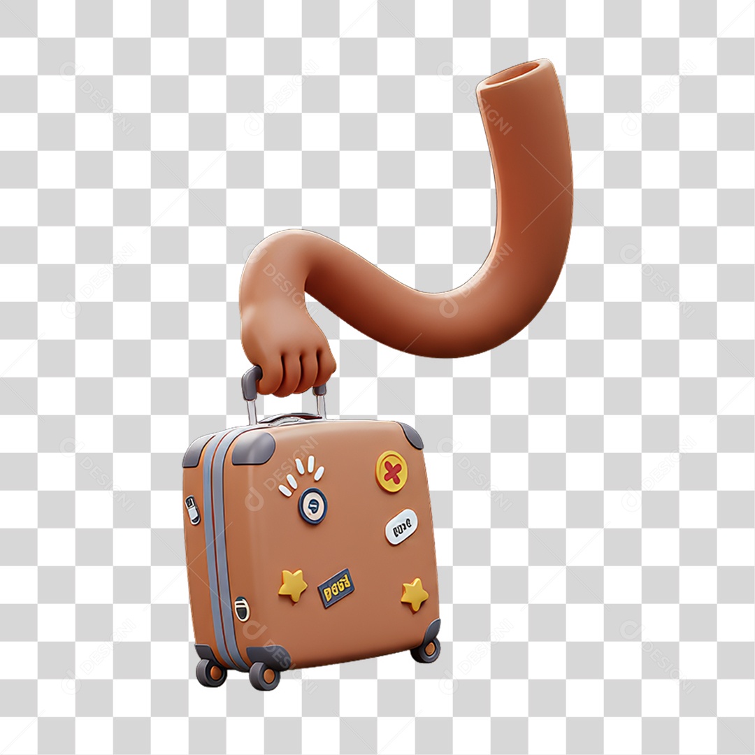 Mão Segurando Mala de Viagem PNG Transparente