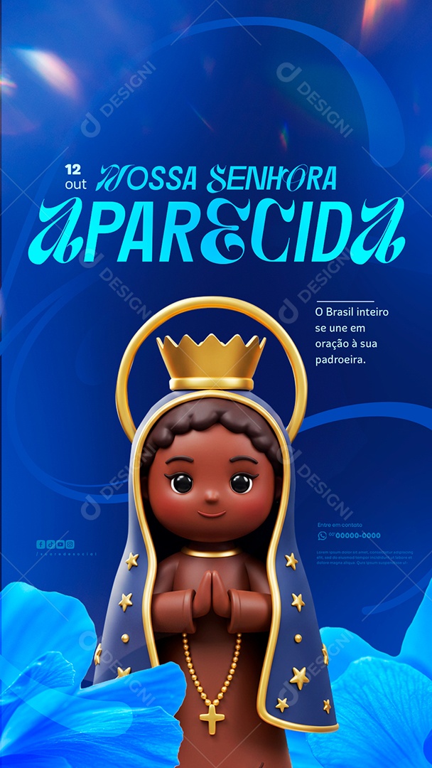 Story Dia de Nossa Senhora Aparecida 12 de Outubro Social Media PSD Editável
