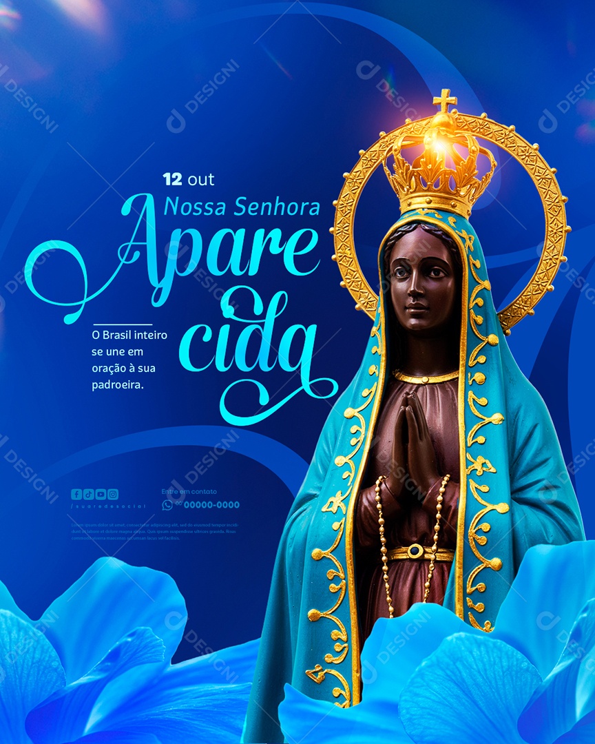 Dia de Nossa Senhora Aparecida 12 de Outubro Social Media PSD Editável
