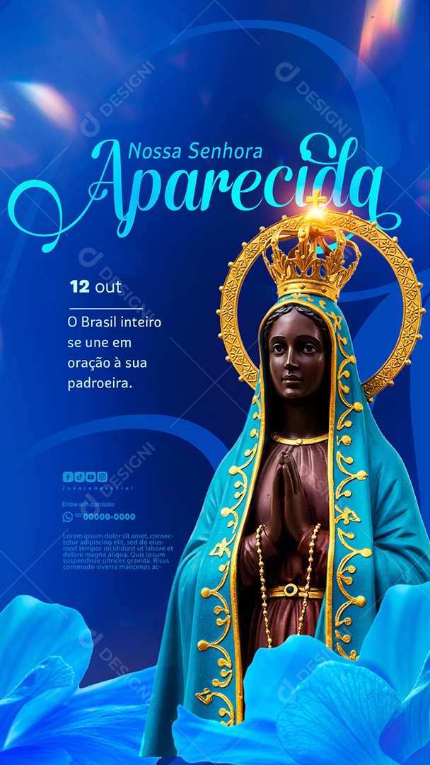 Story Dia de Nossa Senhora Aparecida 12 de Outubro Social Media PSD Editável
