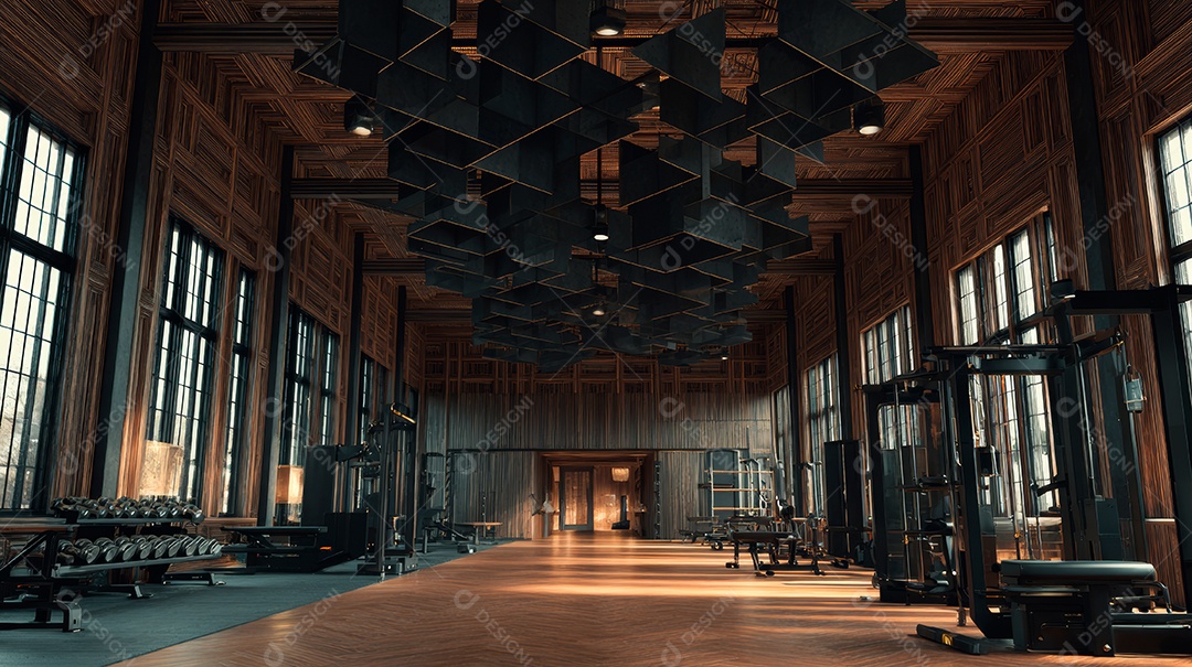 Retrato realista de interior de academia vazia.