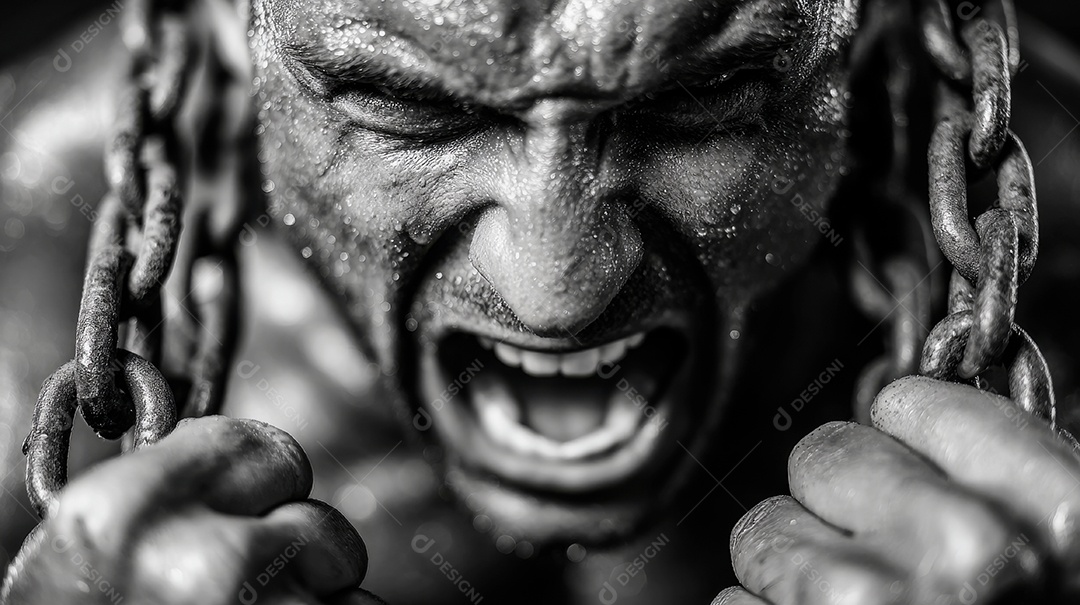 Retrato realista de homem fazendo exercício físico em uma academia.