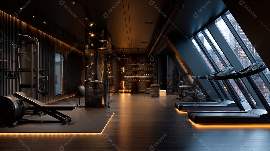 Retrato realista de interior de academia vazia.