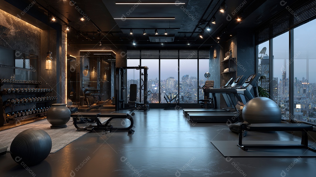 Retrato realista de interior de academia vazia.