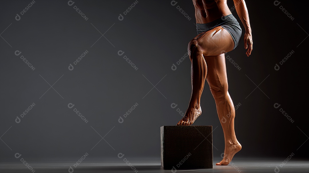 Retrato realista de mulher fazendo exercício físico em uma academia.