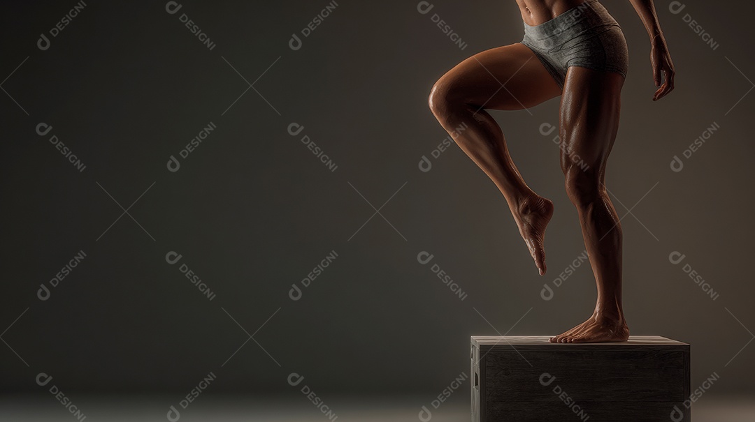 Retrato realista de mulher fazendo exercício físico em uma academia.