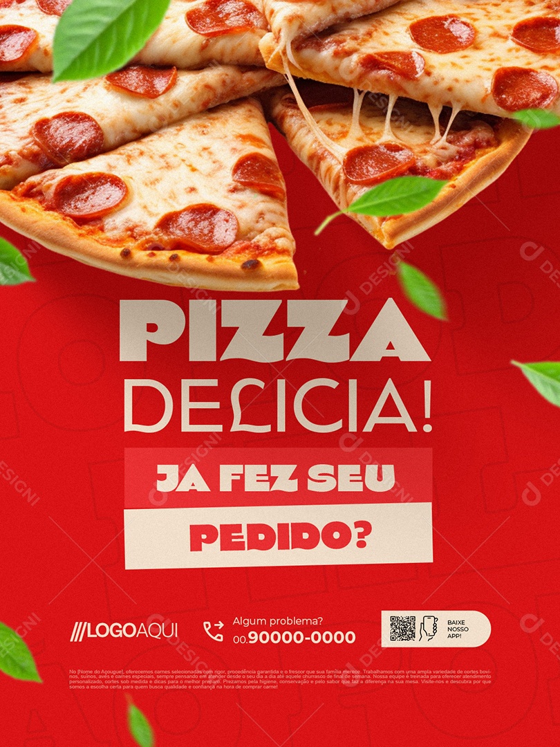 Pizzaria Pizza Delicia Já Fez Seu Pedido Social Media PSD Editável