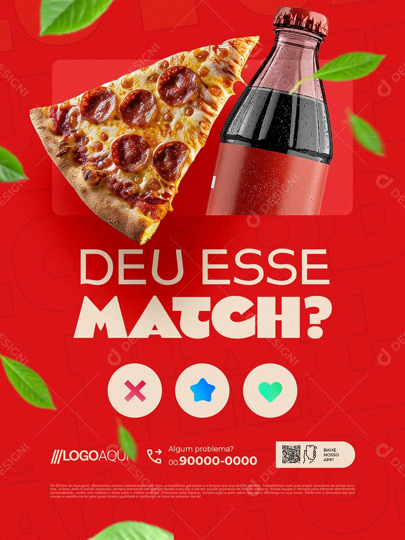 Pizzaria Deu Esse Match Social Media PSD Editável