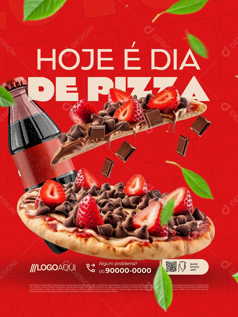 Pizzaria Hoje é Dia de Pizza Doce Social Media PSD Editável
