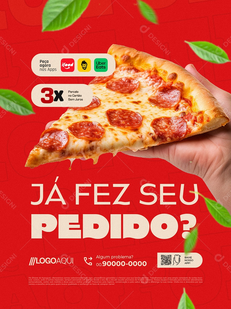 Pizzaria Já Fez Seu Pedido Social Media PSD Editável