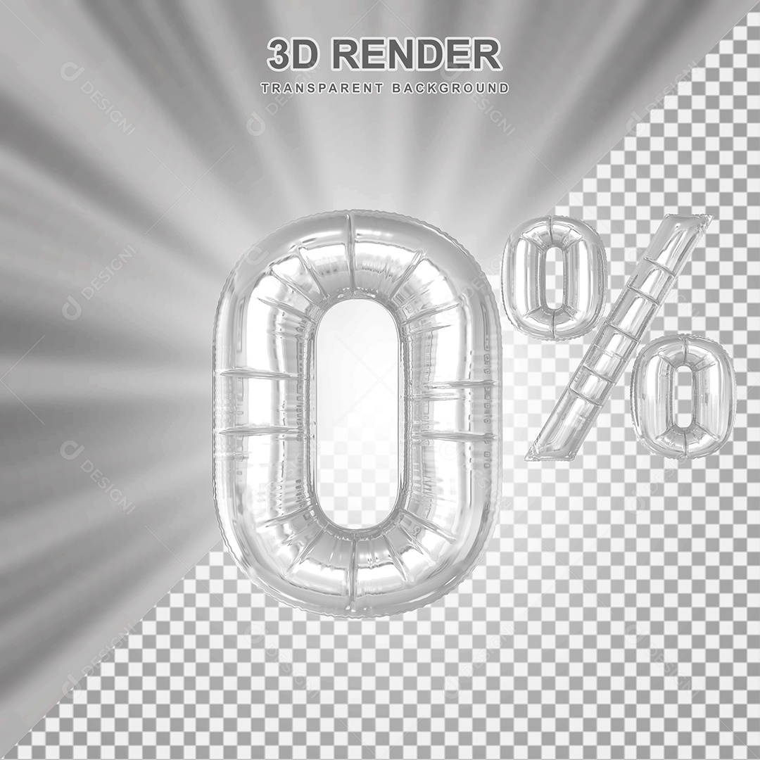 Balão Cinza Número de Desconto % Elemento 3D para Composição PSD
