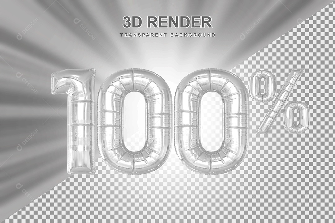 Balão Cinza Número de Desconto 100% Elemento 3D para Composição PSD