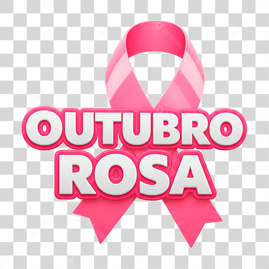 Selo 3D Outubro Rosa PNG Transparente