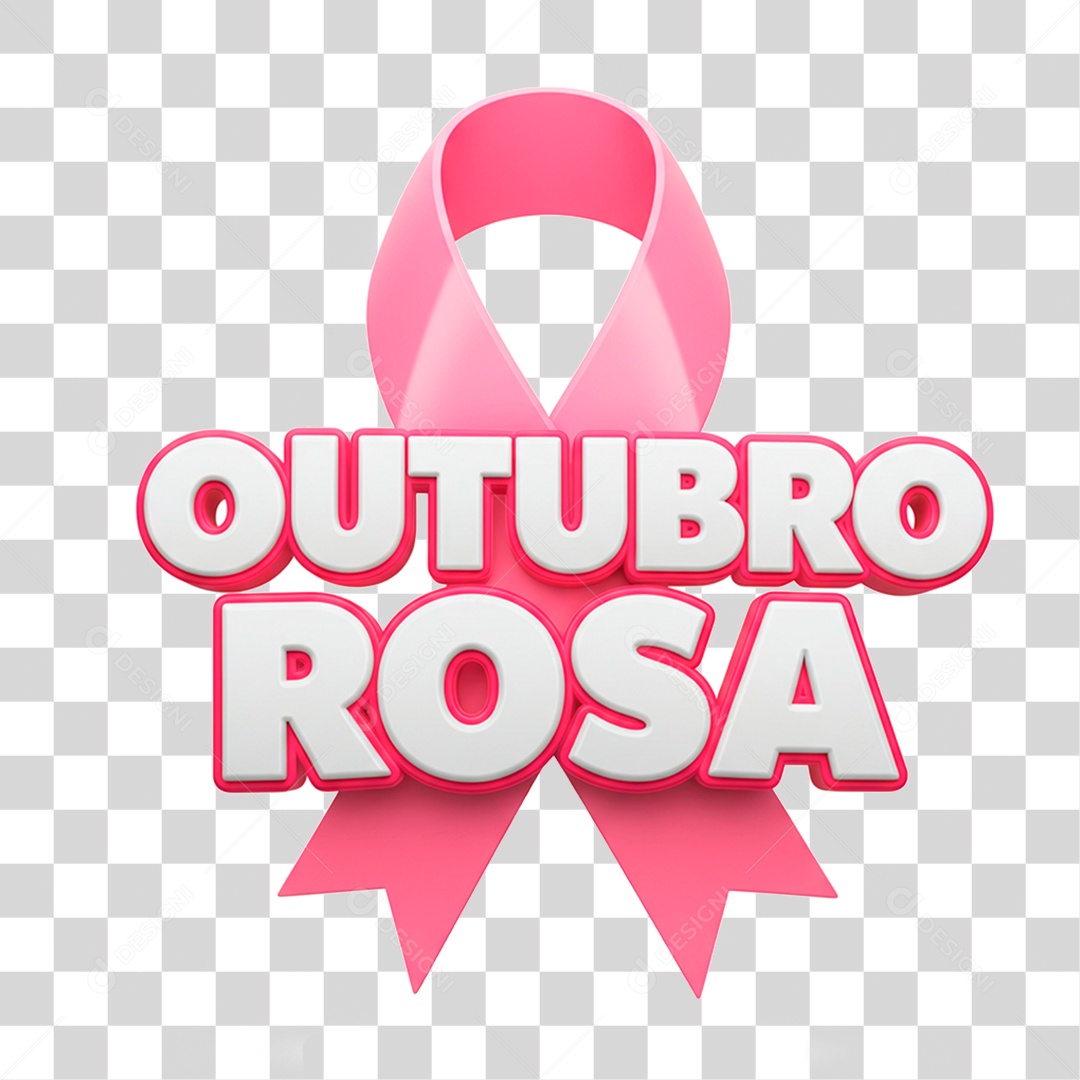 Selo 3D Outubro Rosa PNG Transparente