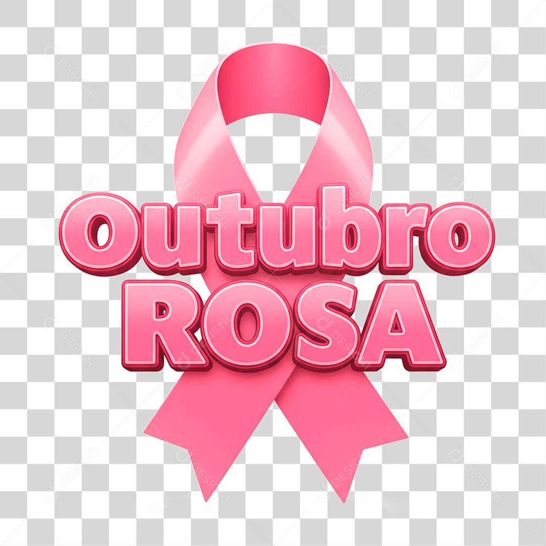 Selo 3D Outubro Rosa PNG Transparente