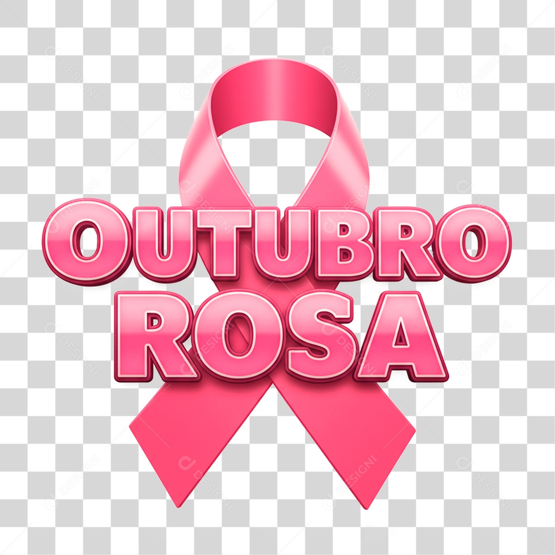 Selo 3D Outubro Rosa PNG Transparente