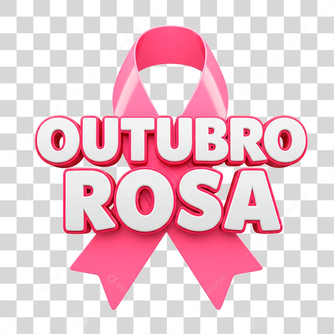 Selo 3D Outubro Rosa PNG Transparente