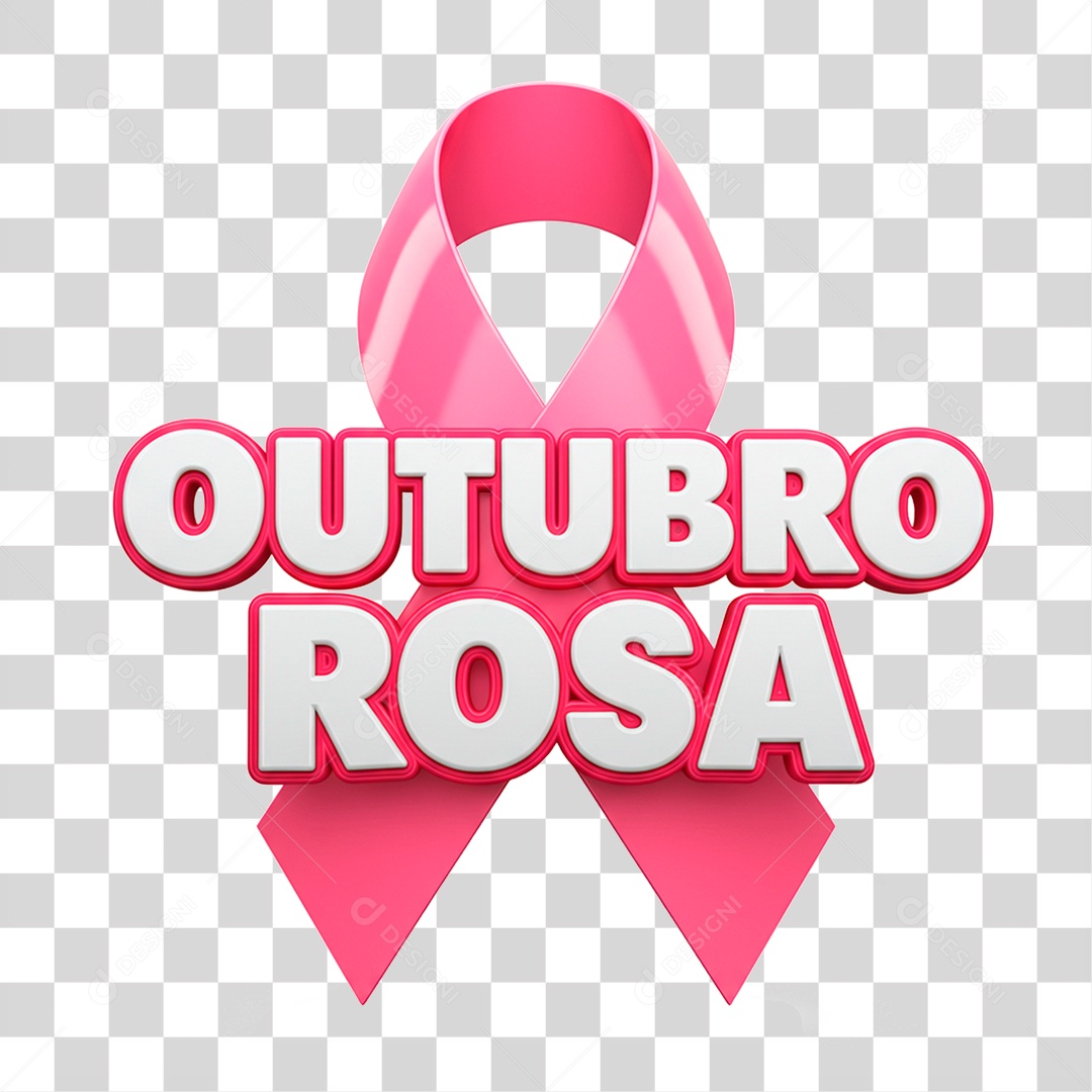 Selo 3D Outubro Rosa PNG Transparente