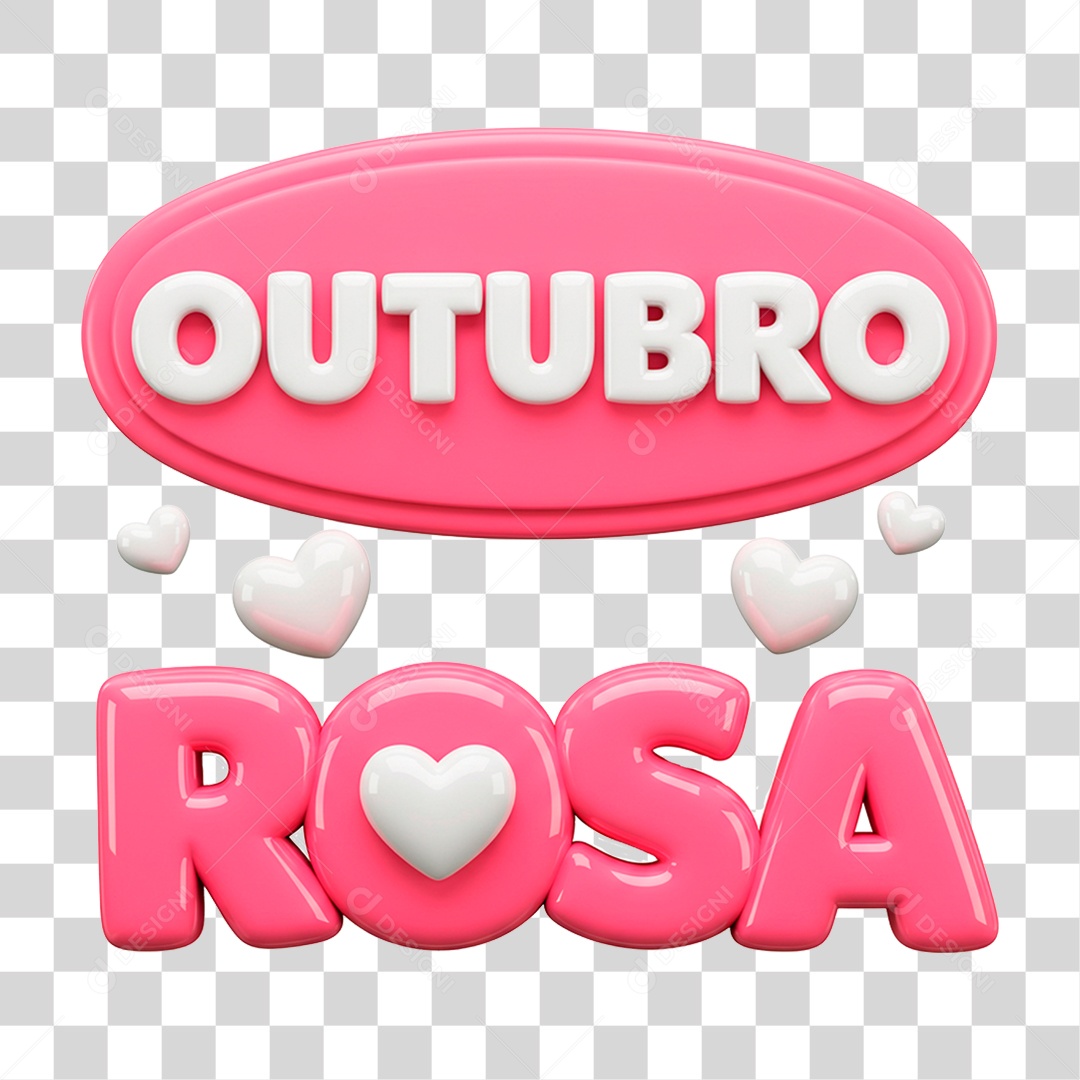 Selo 3D Outubro Rosa PNG Transparente