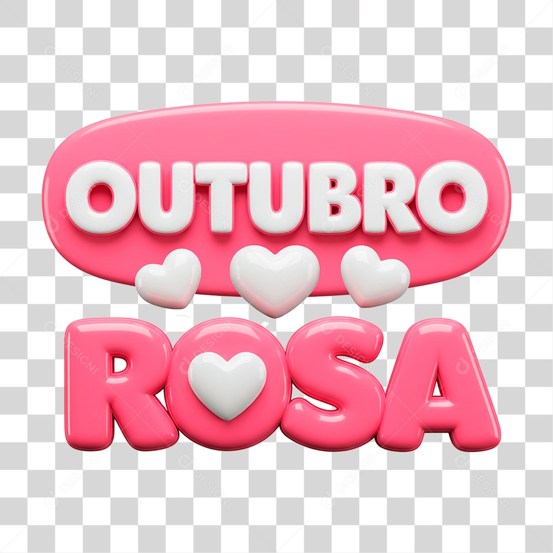Selo 3D Outubro Rosa PNG Transparente