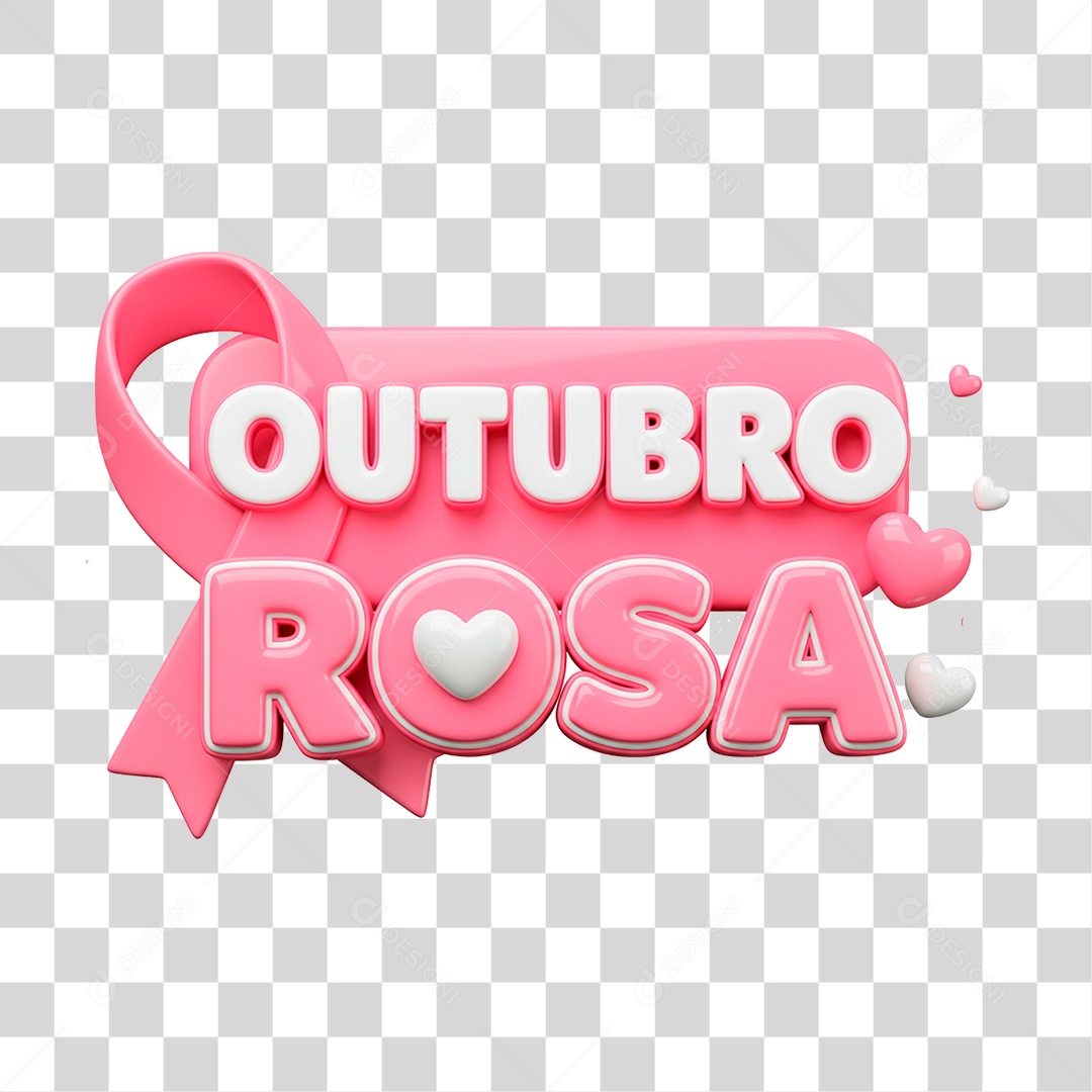 Selo 3D Outubro Rosa PNG Transparente