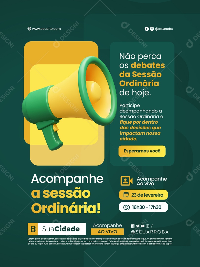 Política Não Perca os Debates da Sessão Ordinária de Hoje Social Media PSD Editável