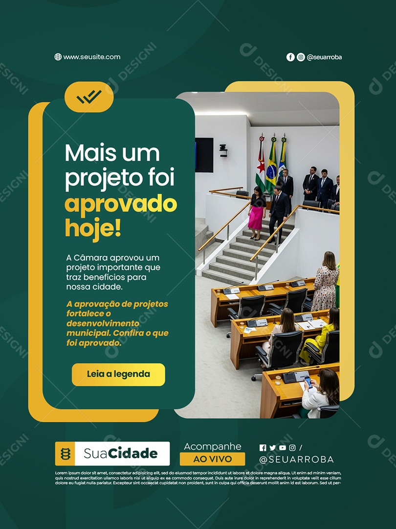 Política Mais um Projeto Foi Aprovado Hoje Social Media PSD Editável