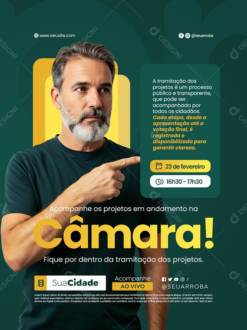 Política Acompanhe os Projetos em Andamento na Câmara Social Media PSD Editável