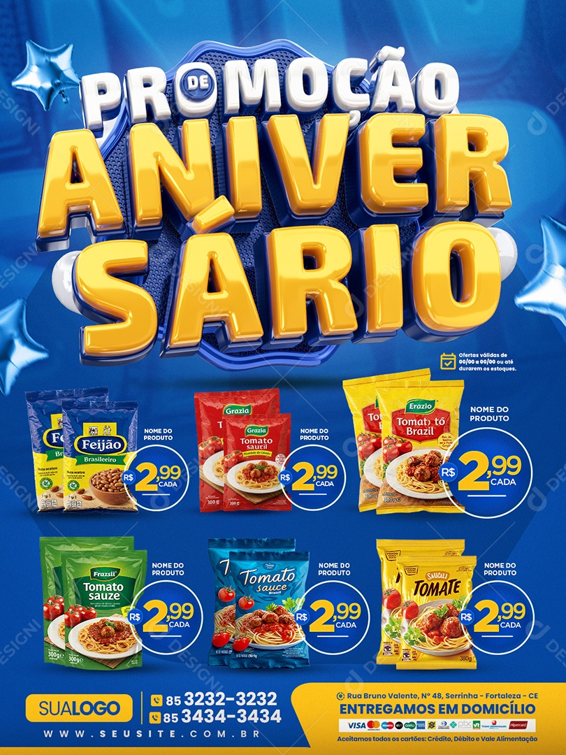 Tabloide Promoção de Aniversário Produtos Social Media PSD Editável