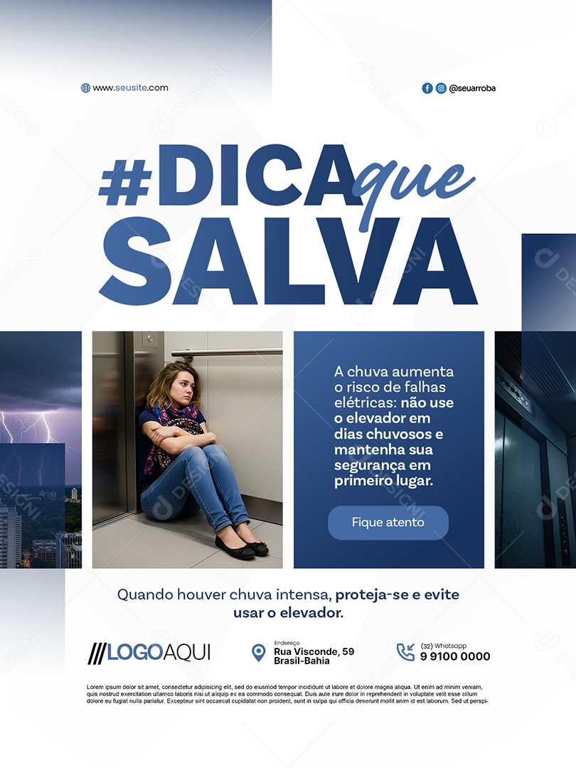 Empresa de Elevador Dica Que Salva Social Media PSD Editável