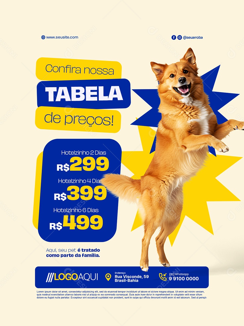 Petshop Confira Nossa Tabela de Preços Social Media PSD Editável