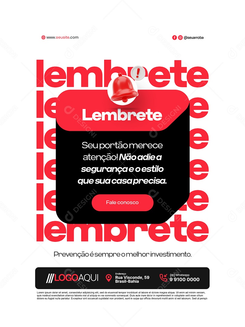 Serralheria Lembrete Seu Portão Merece Atenção Social Media PSD Editável