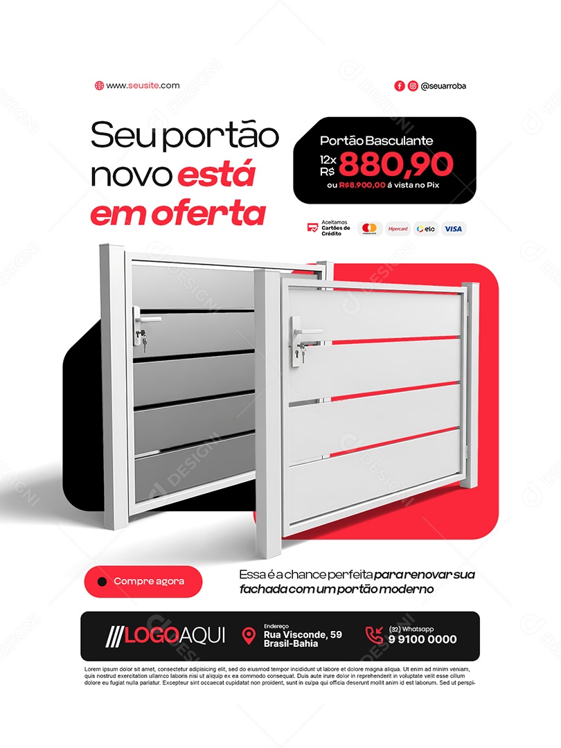 Serralheria Seu Portão Novo Está em Oferta Social Media PSD Editável