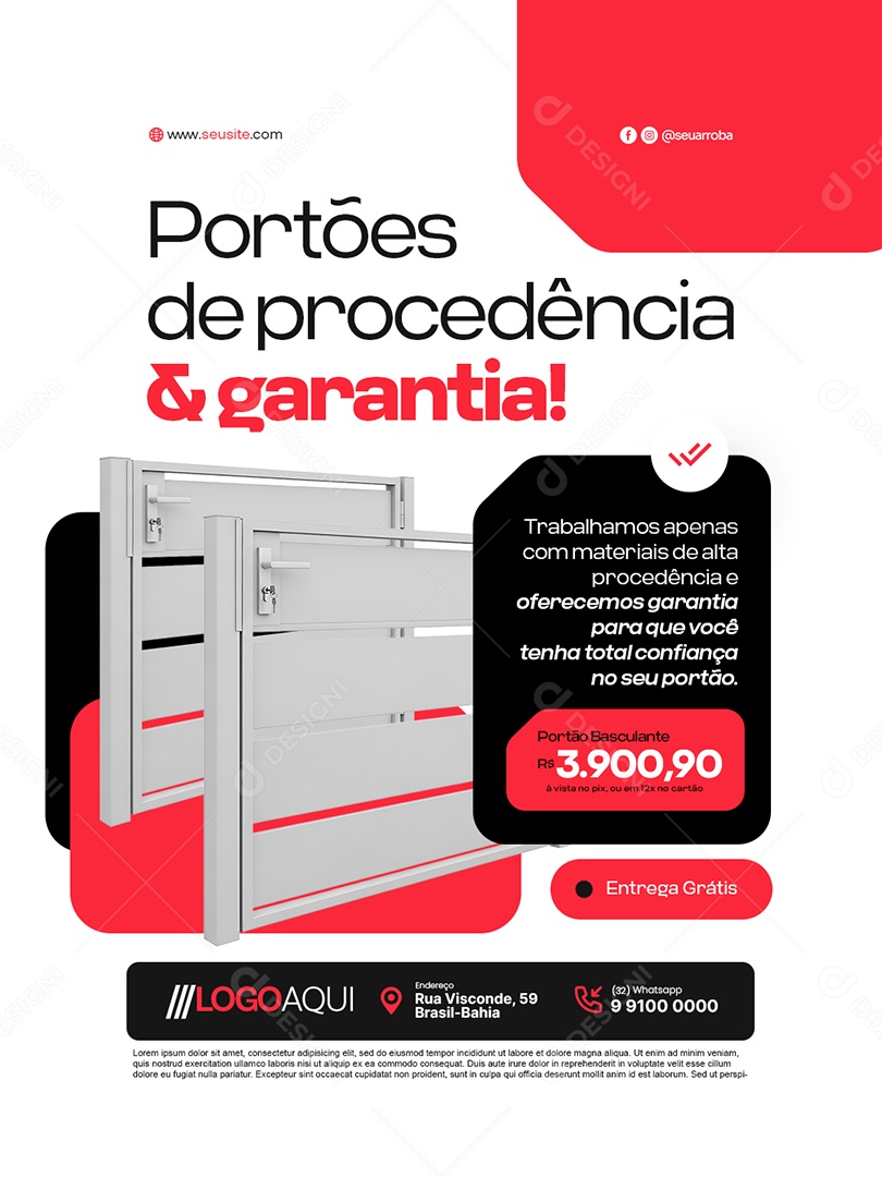 Serralheria Portões de Procedência e Garantia Social Media PSD Editável